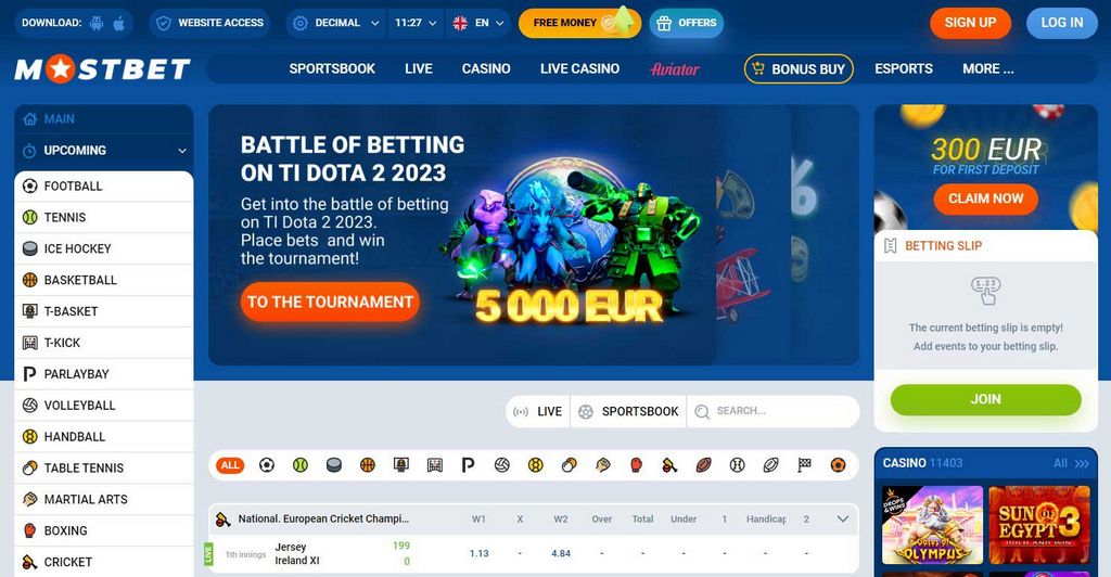 Mostbet interface